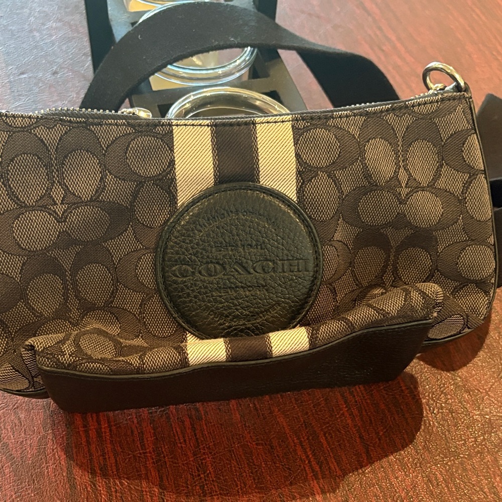 Coach Signature Brown and Black Shoulder Bag